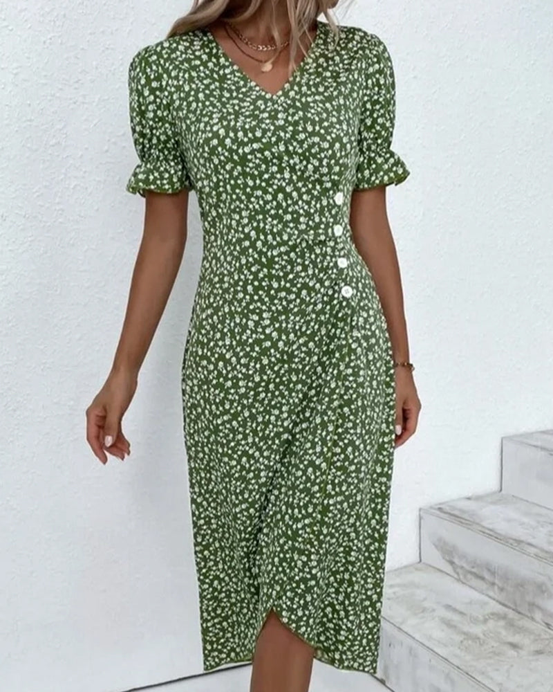 Meredith - Floral V Neck Dress — view 2