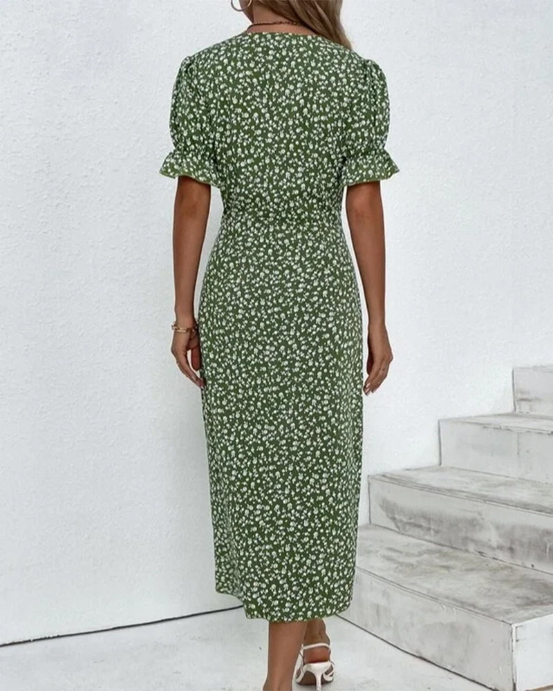 Meredith - Floral V Neck Dress — view 3