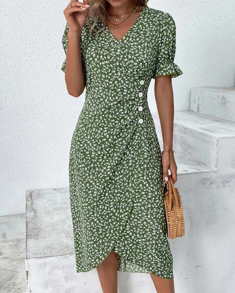 Meredith - Floral V Neck Dress — view 4