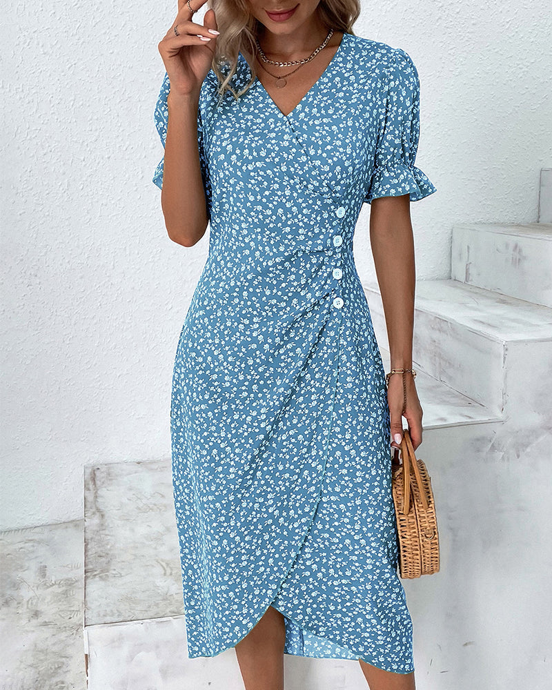 Meredith - Floral V Neck Dress — view 5