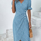 Meredith - Floral V Neck Dress — view 5