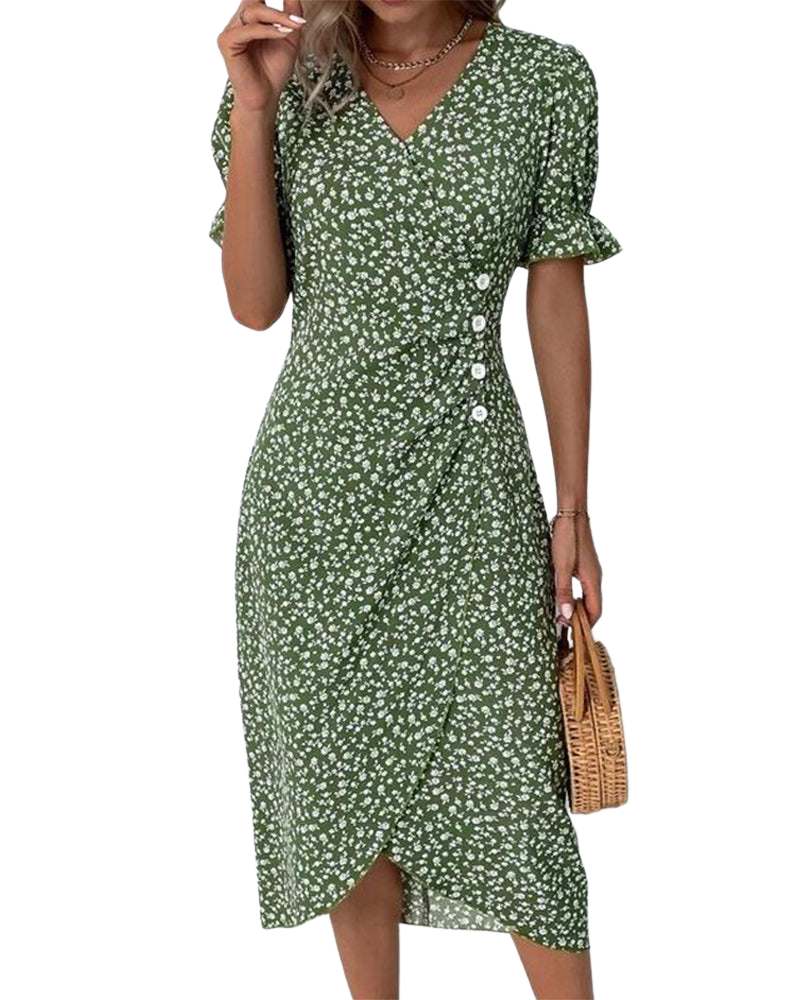 Meredith - Floral V Neck Dress — view 7