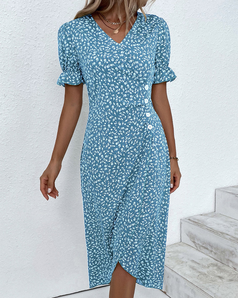 Meredith - Floral V Neck Dress — view 9