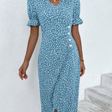 Meredith - Floral V Neck Dress — view 9
