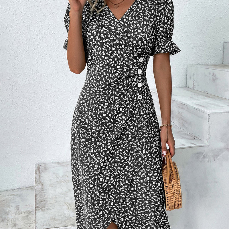 Meredith - Floral V Neck Dress — view 11