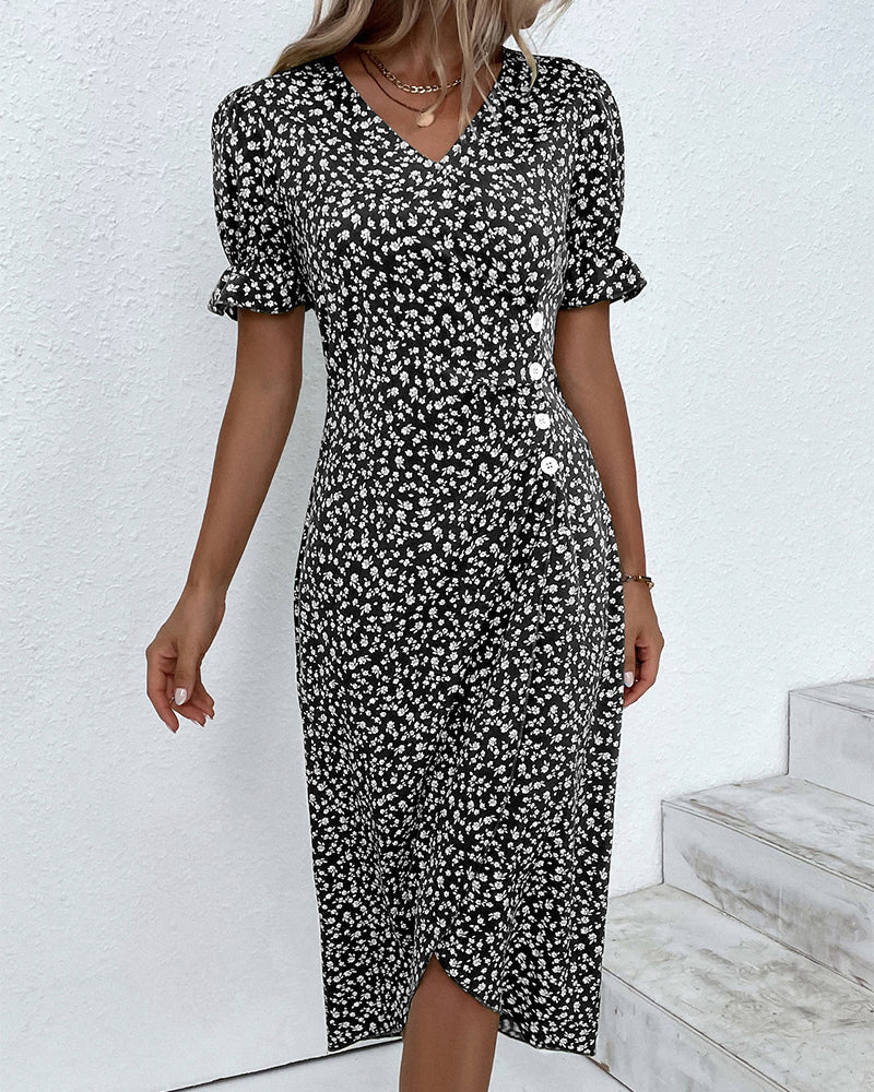 Meredith - Floral V Neck Dress — view 14