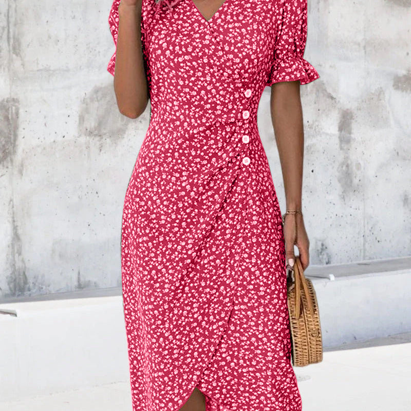 Meredith - Floral V Neck Dress — view 15