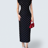 Miranda Dot - elegant V-neck waist dress — view 1