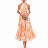 Miranda - halter neck dress with watercolor print — view 1