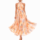Miranda - halter neck dress with watercolor print — view 2