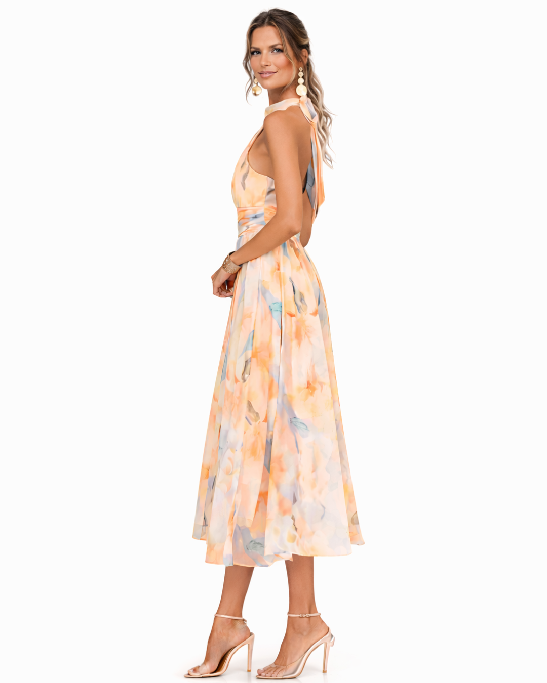 Miranda - halter neck dress with watercolor print — view 3