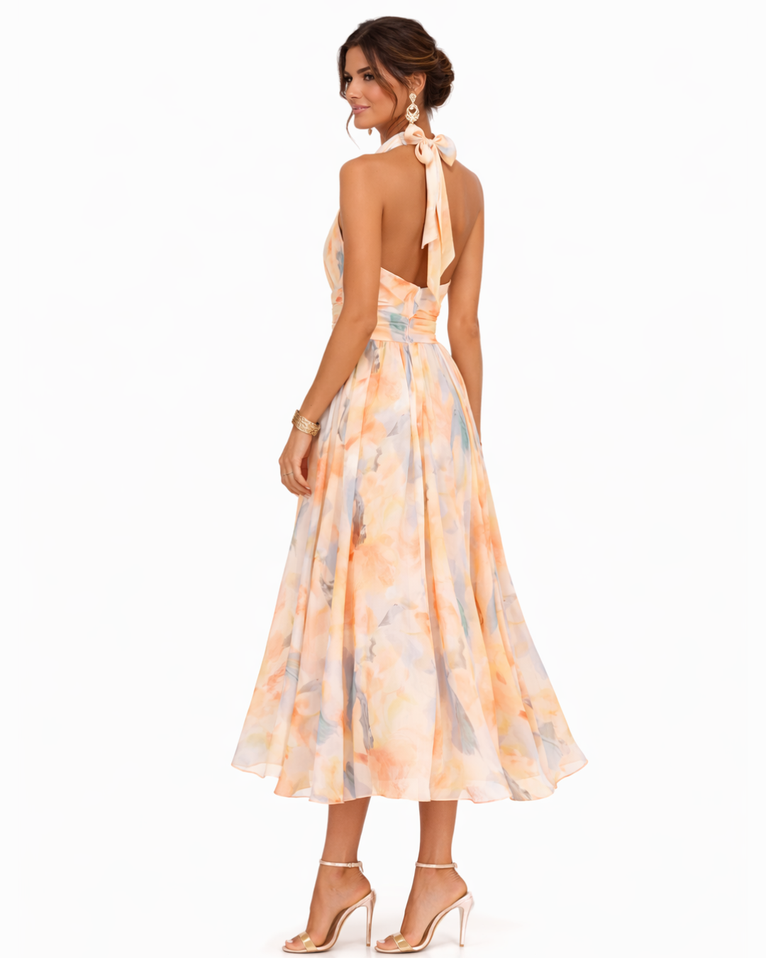 Miranda - halter neck dress with watercolor print — view 4