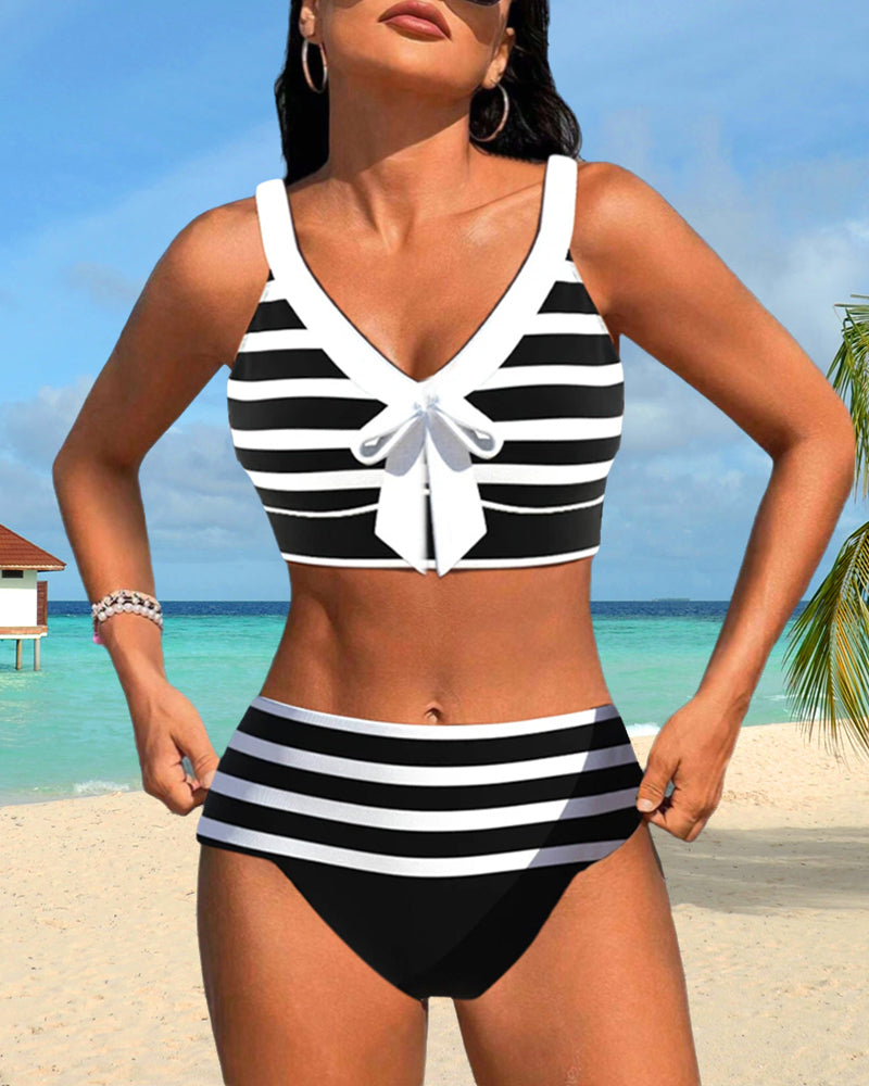 Molly - High Waisted Striped Bikini — view 3