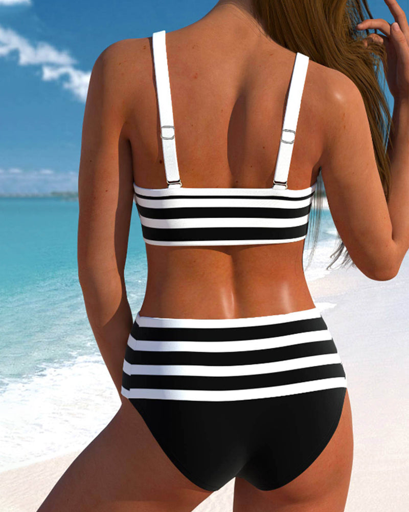 Molly - High Waisted Striped Bikini — view 5
