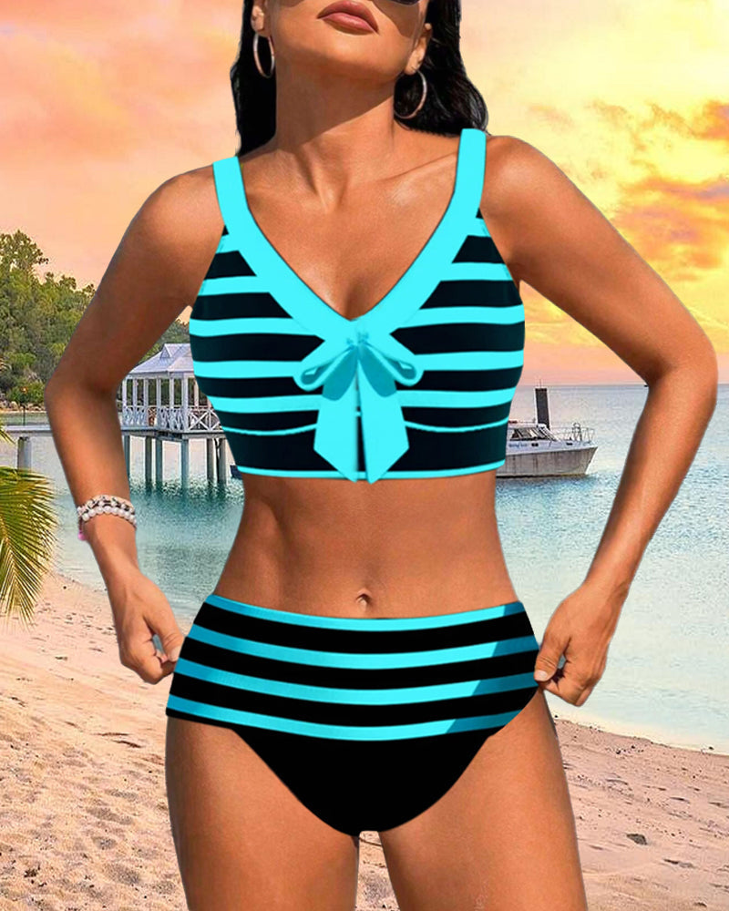 Molly - High Waisted Striped Bikini — view 8