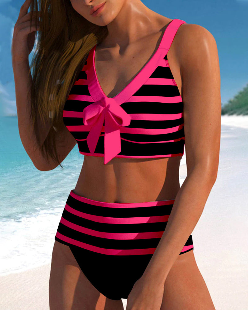 Molly - High Waisted Striped Bikini — view 9