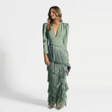Monica - long fringe dress with V-neck — view 1