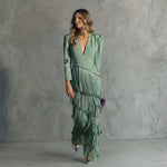 Monica - long fringe dress with V-neck — view 2