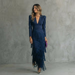 Monica - long fringe dress with V-neck — view 3