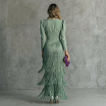 Monica - long fringe dress with V-neck — view 6