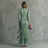 Monica - long fringe dress with V-neck — view 6