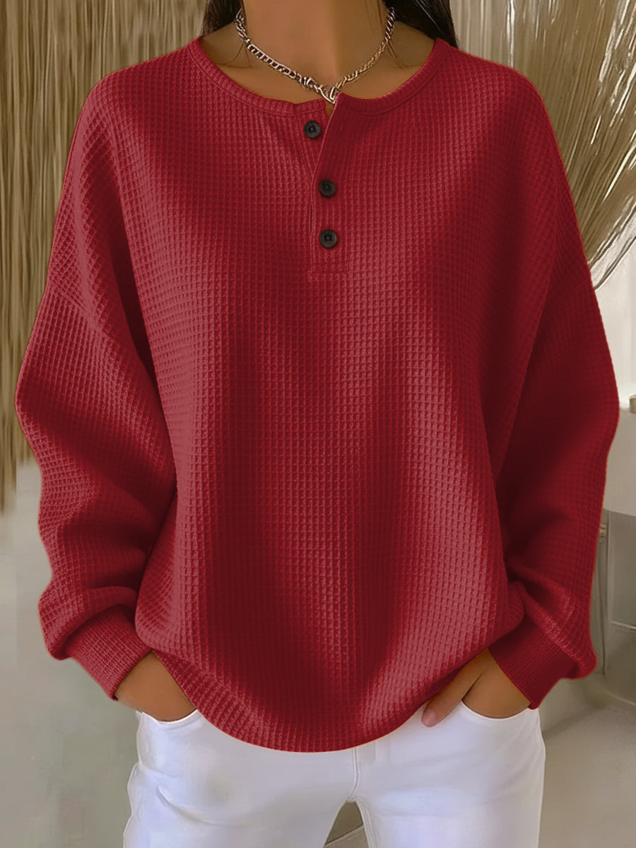 Nancy – Textured Henley Sweater — view 3