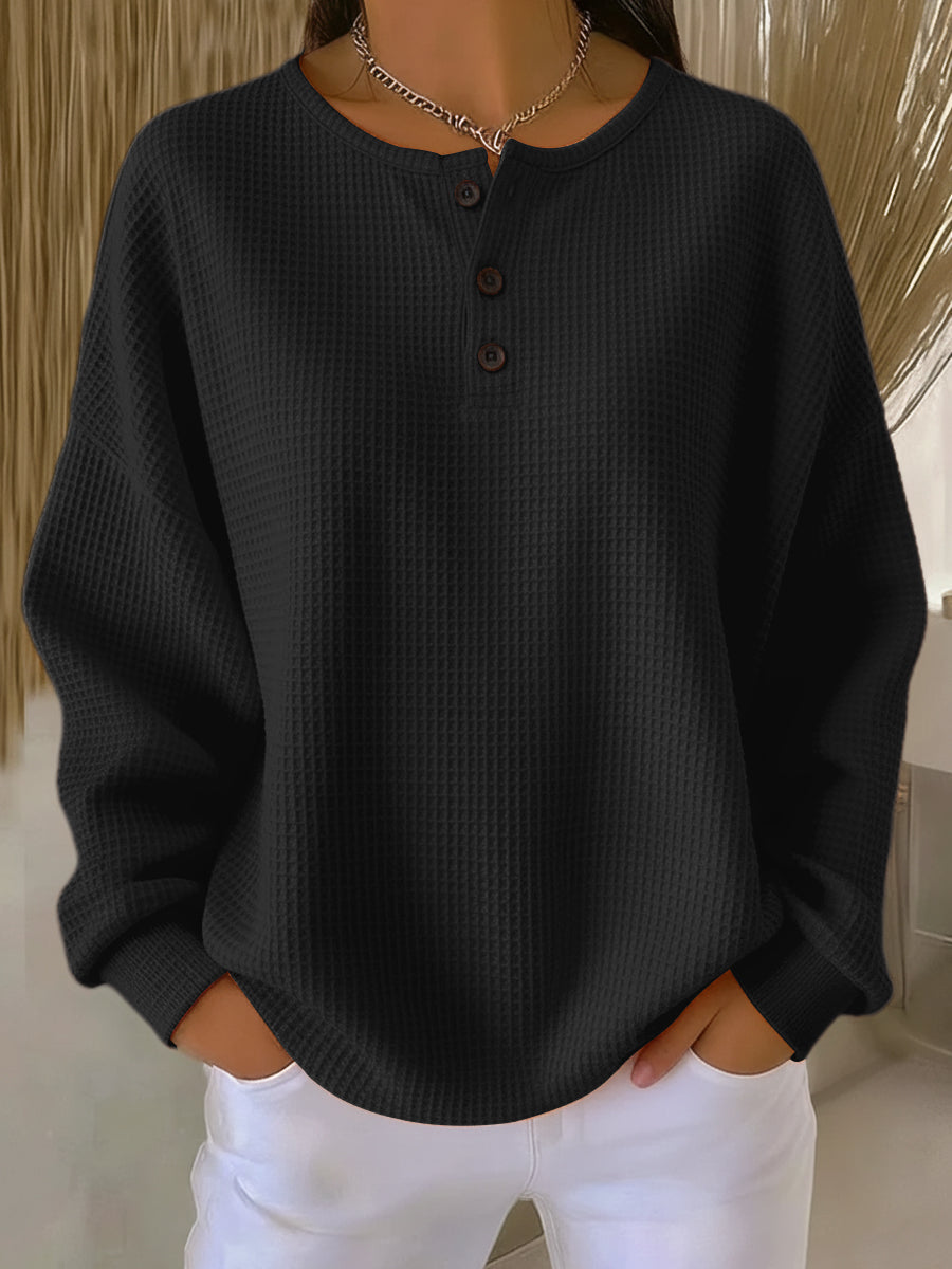 Nancy – Textured Henley Sweater — view 4