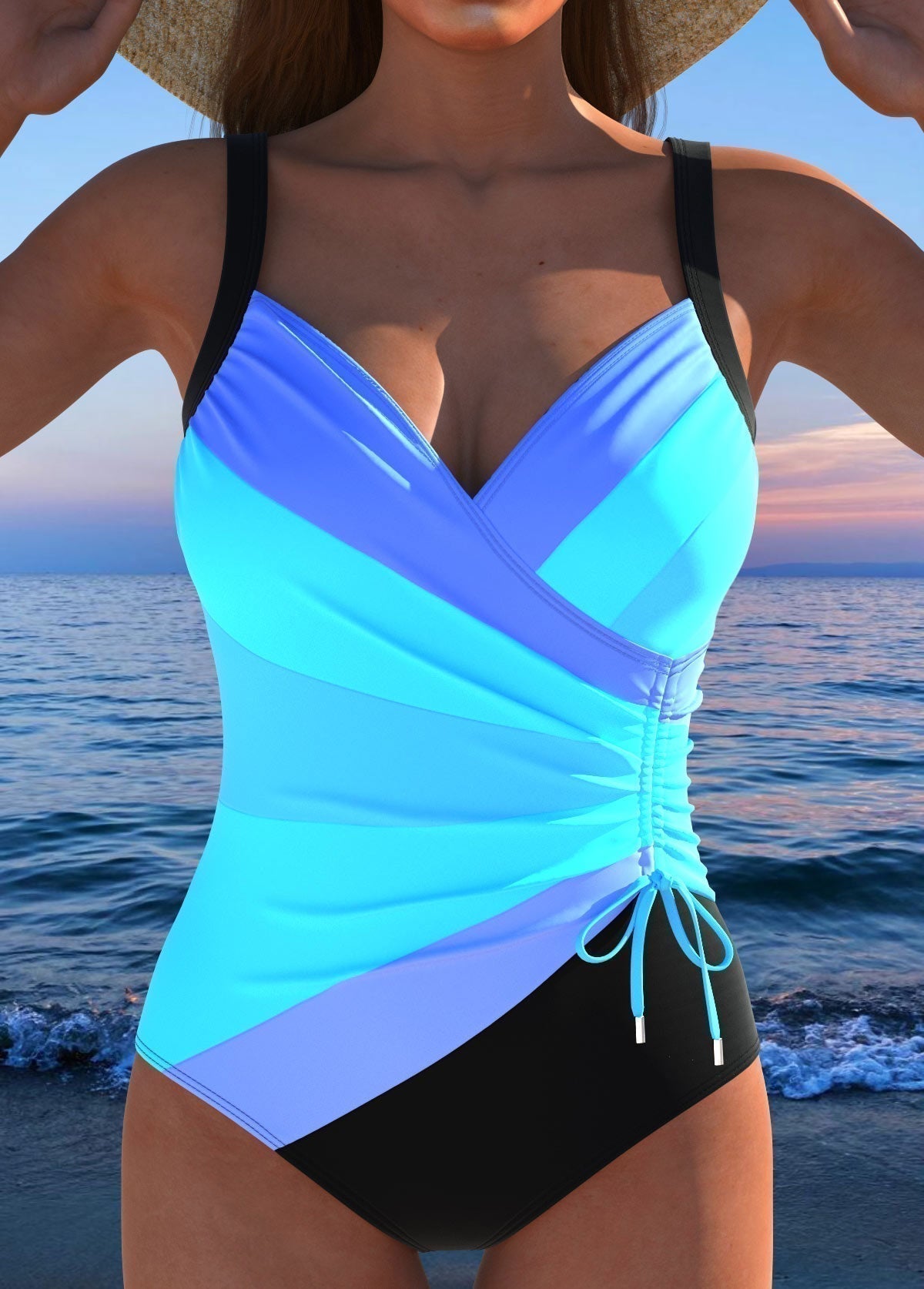 Naomi – elegant swimsuit with colourful pattern — view 4