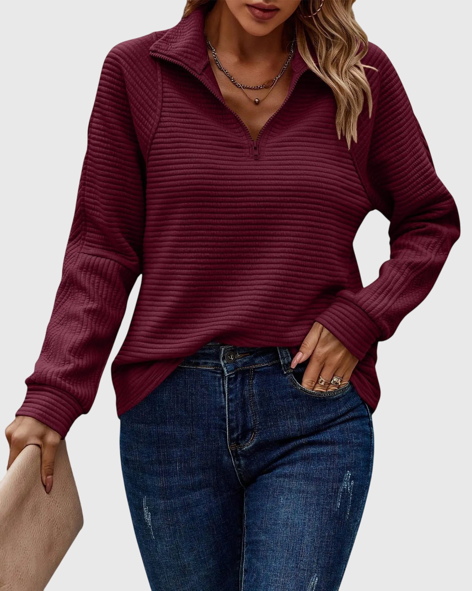 Naomi - elegant sweater with zipper — view 5