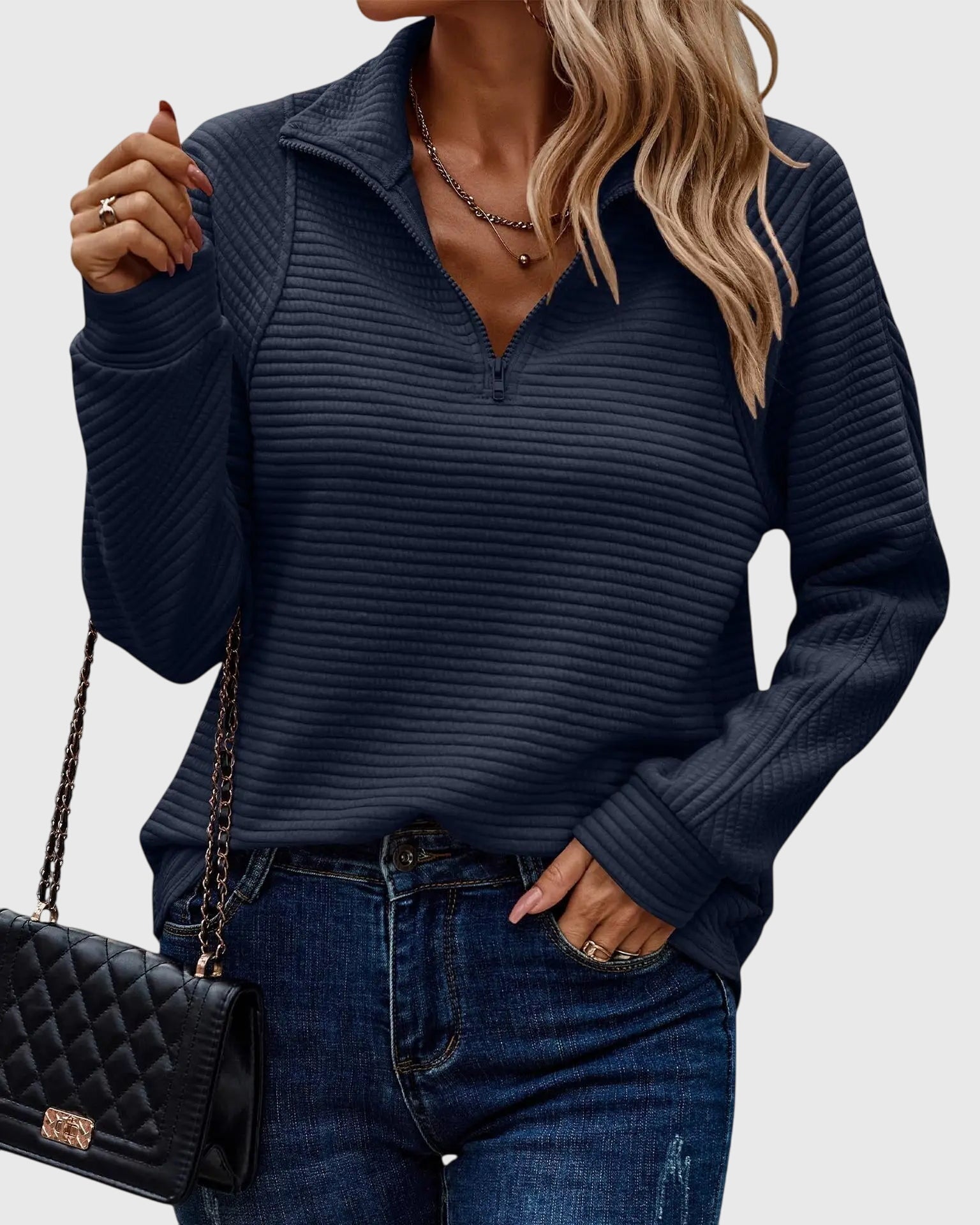 Naomi - elegant sweater with zipper — view 6