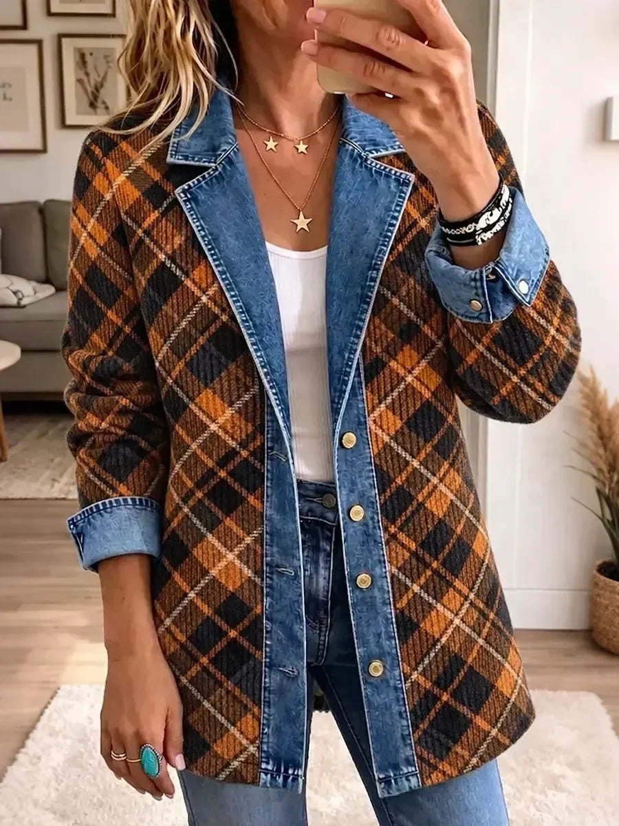 Naomi - Retro block denim jacket — view 1