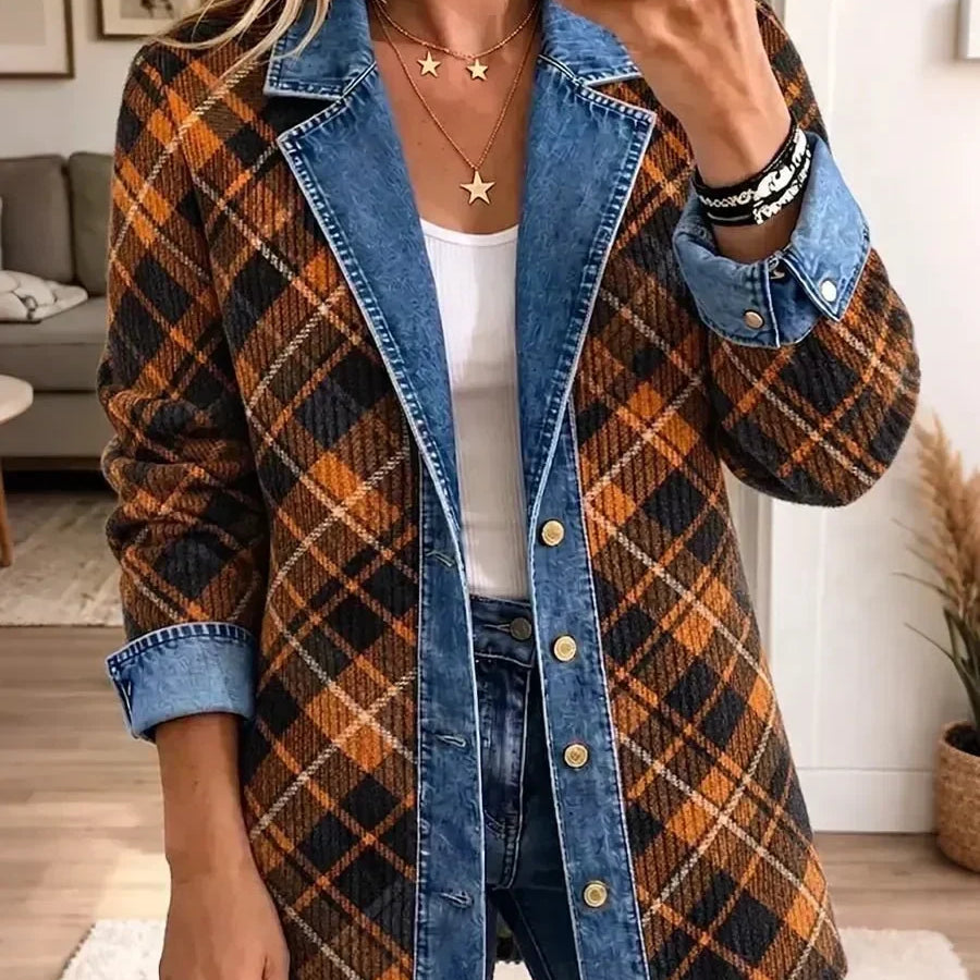 Naomi - Retro block denim jacket — view 1
