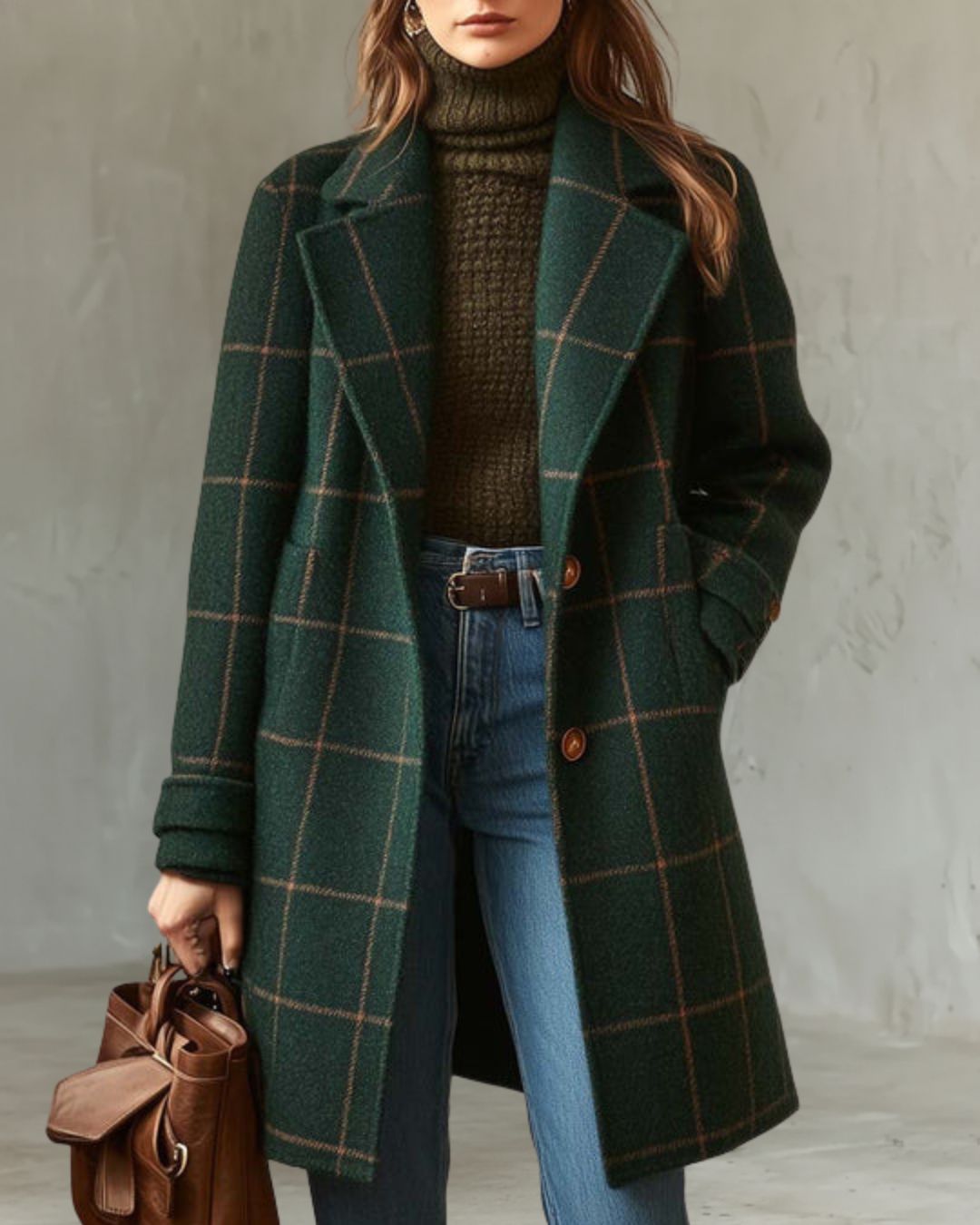 Natalia checkered tweed jacket with lapel collar — view 1