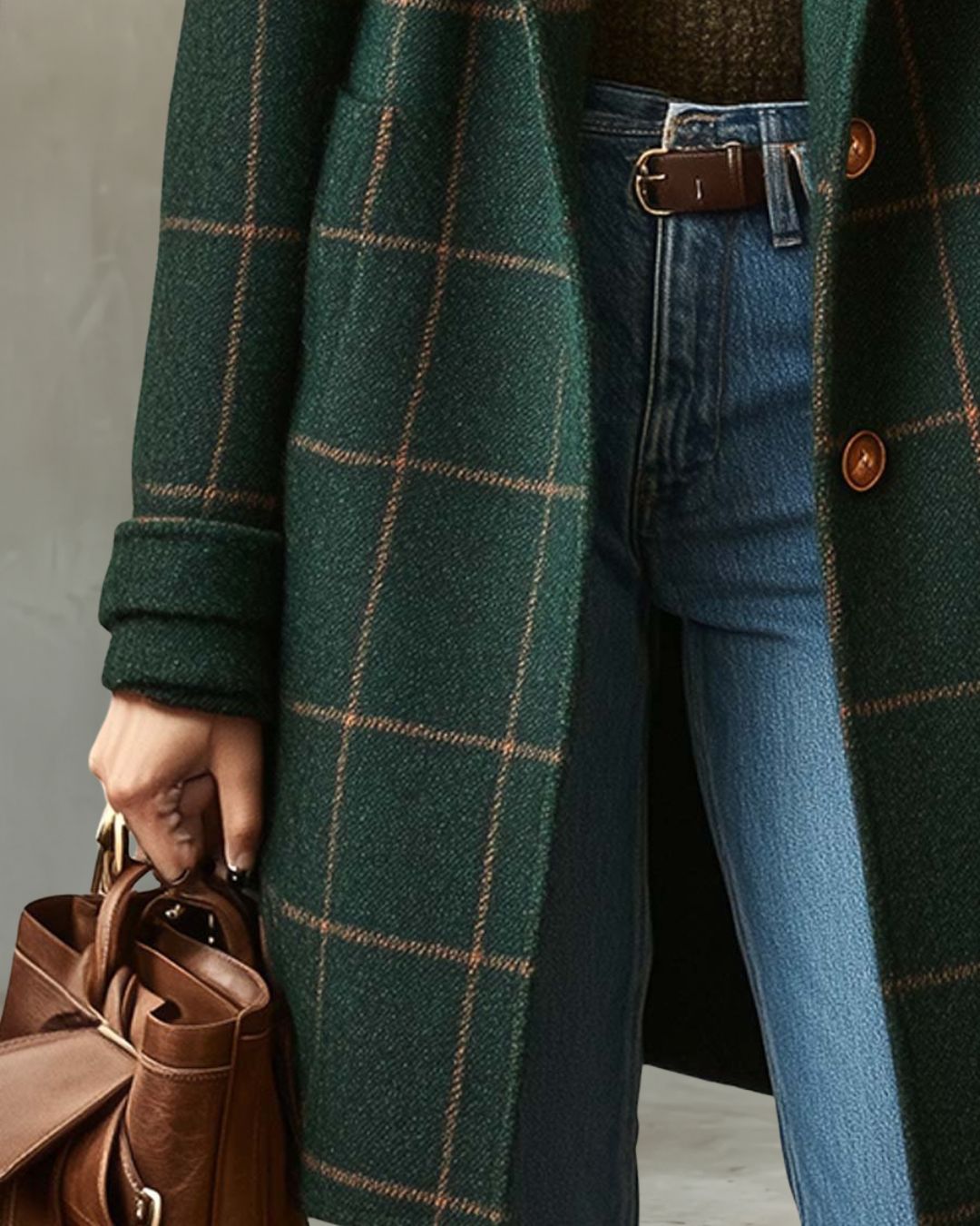 Natalia checkered tweed jacket with lapel collar — view 2
