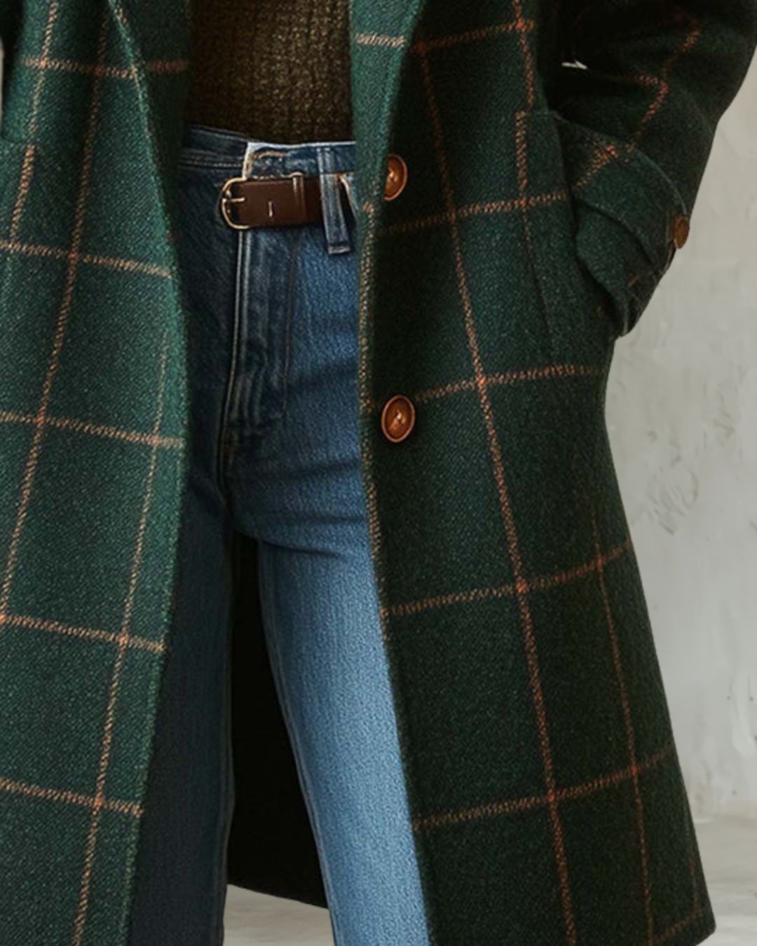 Natalia checkered tweed jacket with lapel collar — view 3