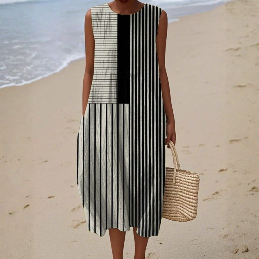 Natalia - monochrome striped dress — view 1