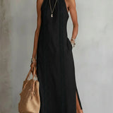 Natalia - sleeveless lace detail midi dress — view 1