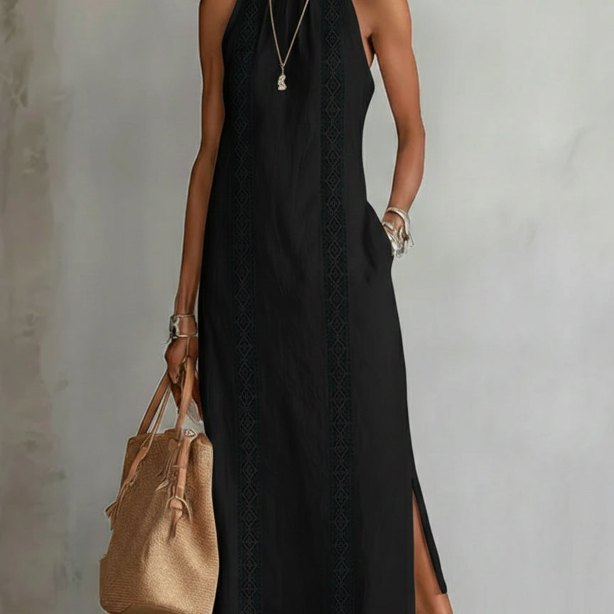 Natalia - sleeveless lace detail midi dress — view 1