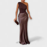 Natalie - Asymmetric Satin Dress — view 2