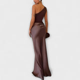 Natalie - Asymmetric Satin Dress — view 3
