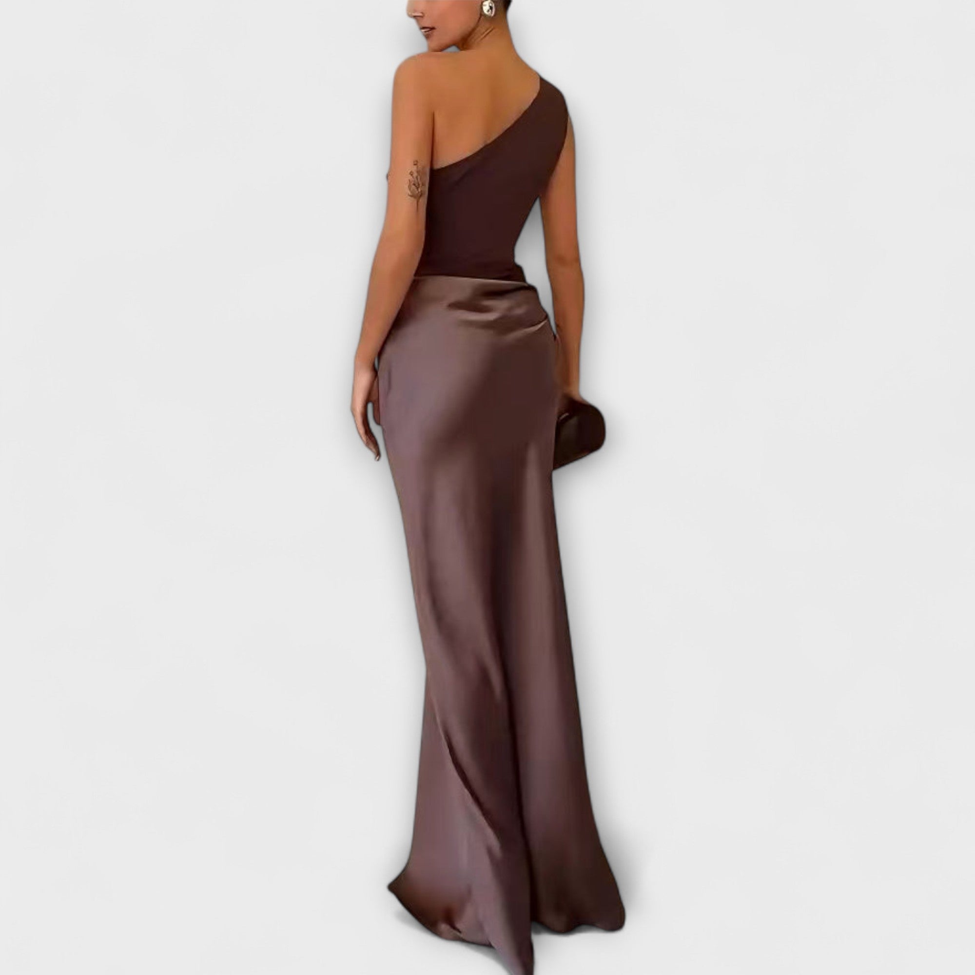 Natalie - Asymmetric Satin Dress — view 3