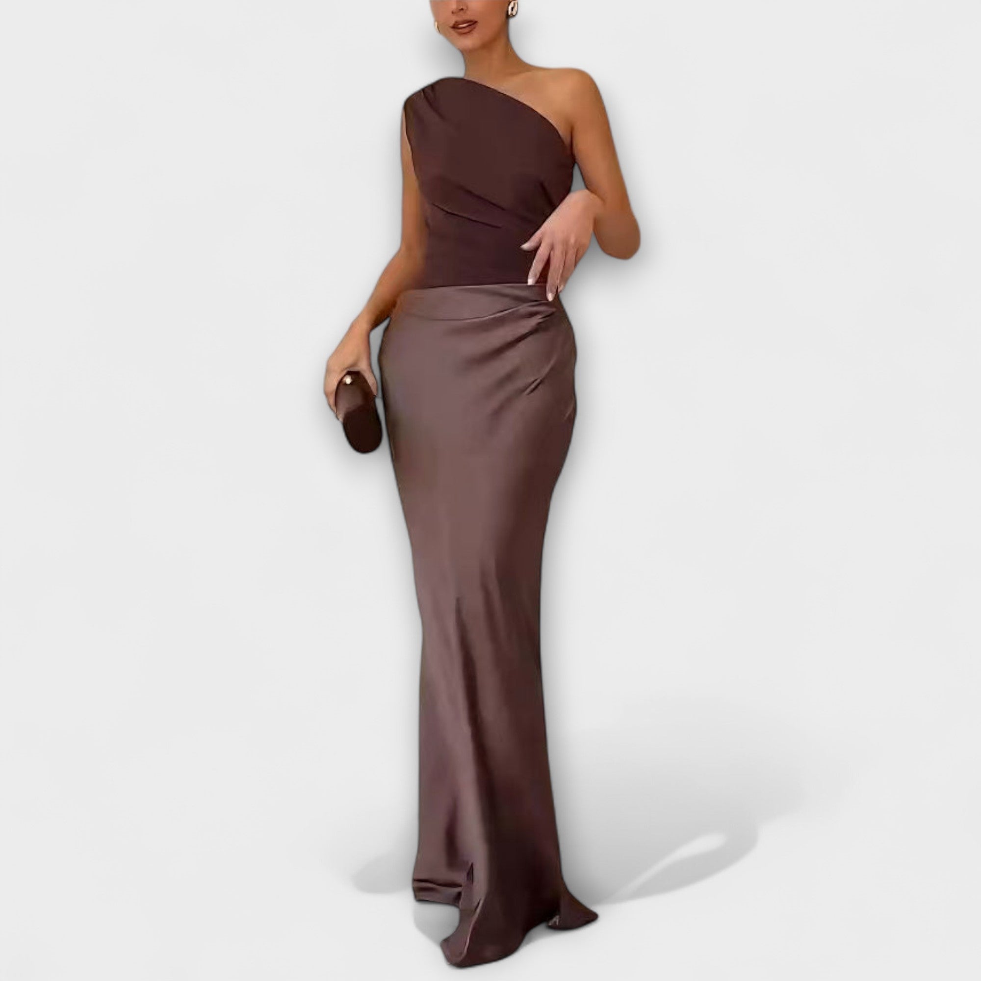 Natalie - Asymmetric Satin Dress — view 4