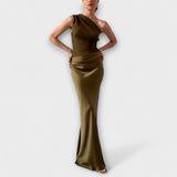 Natalie - Asymmetric Satin Dress — view 7