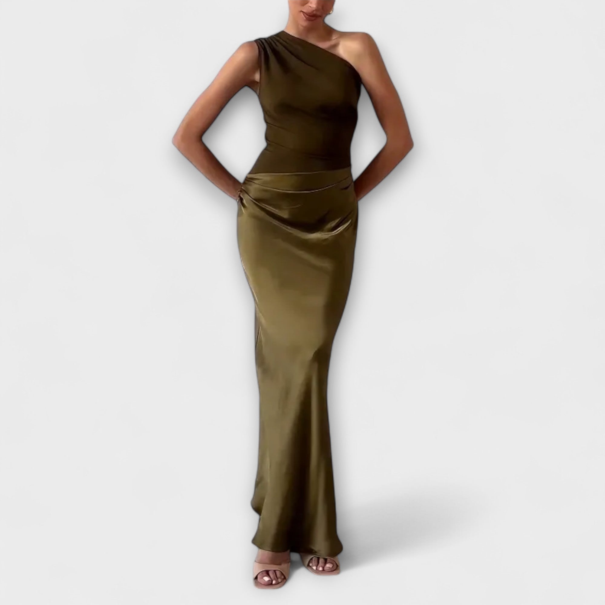 Natalie - Asymmetric Satin Dress — view 8