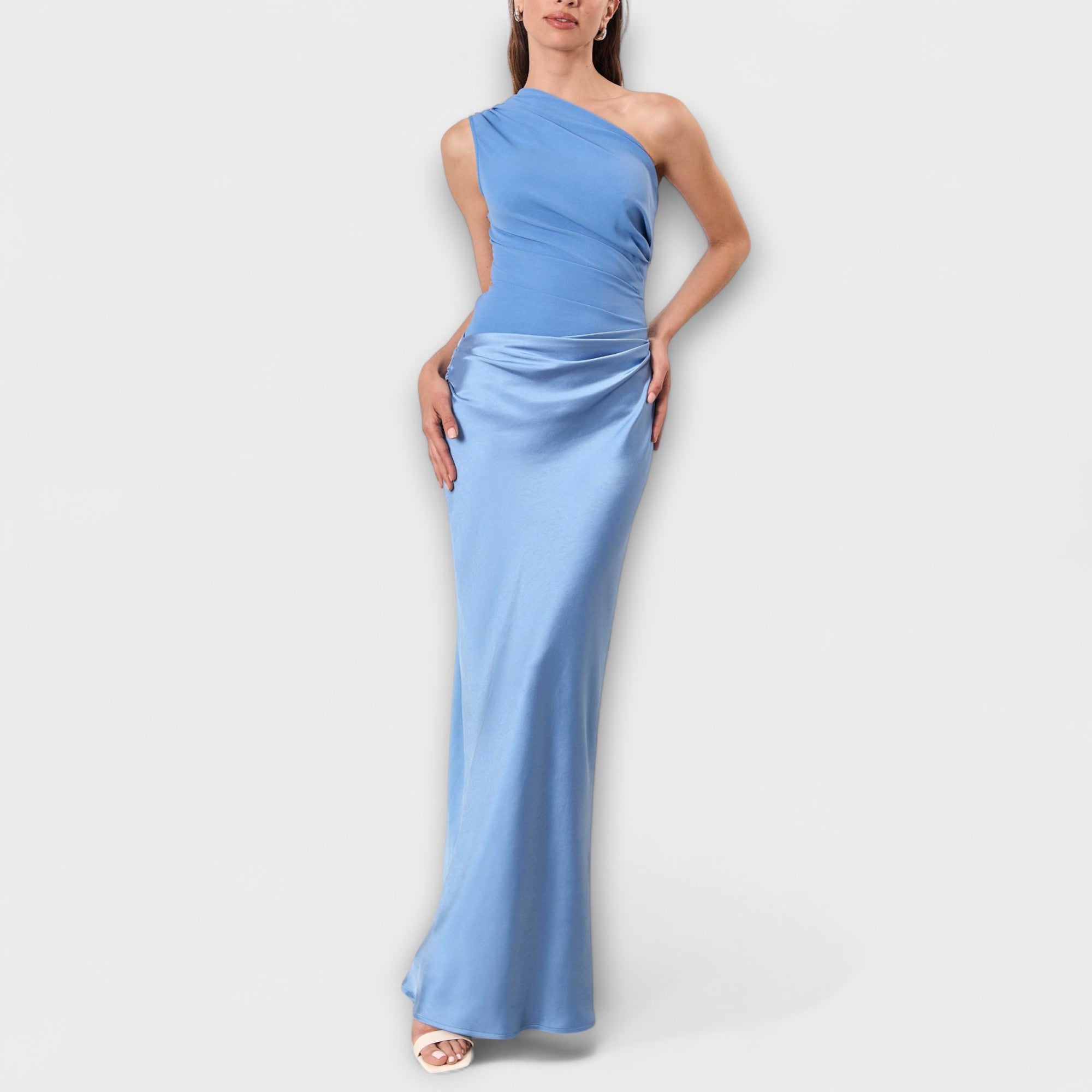Natalie - Asymmetric Satin Dress — view 9