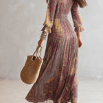 Natalie - paisley v-neck pleated chiffon maxi dress — view 4