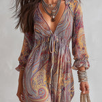 Natalie - paisley v-neck pleated chiffon maxi dress — view 5