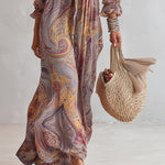 Natalie - paisley v-neck pleated chiffon maxi dress — view 6