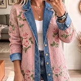 Natalie - Retro Patchwork Denim Blazer — view 1