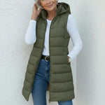 Nina - casual sleeveless hooded long puffer vest — view 5